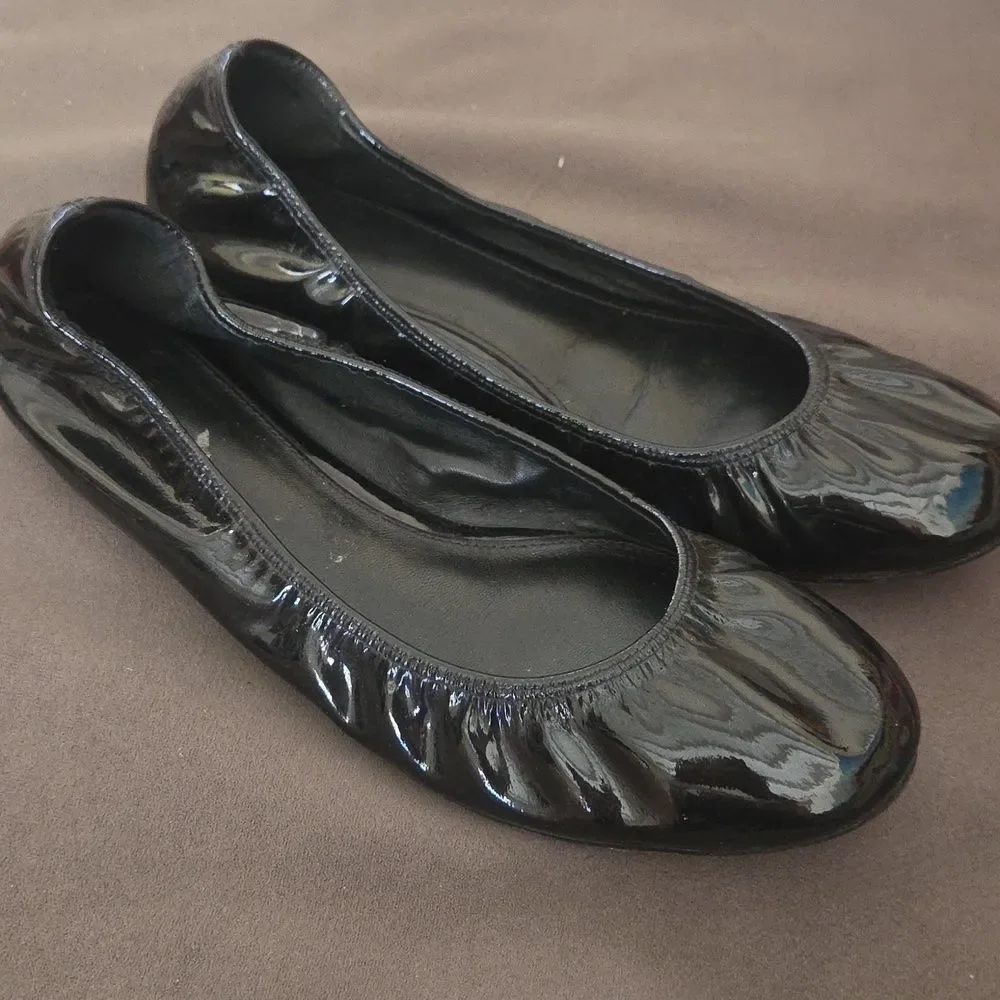 Lanvin Patent Leather Ballet Flats Round Toe Black Size 36 US 6